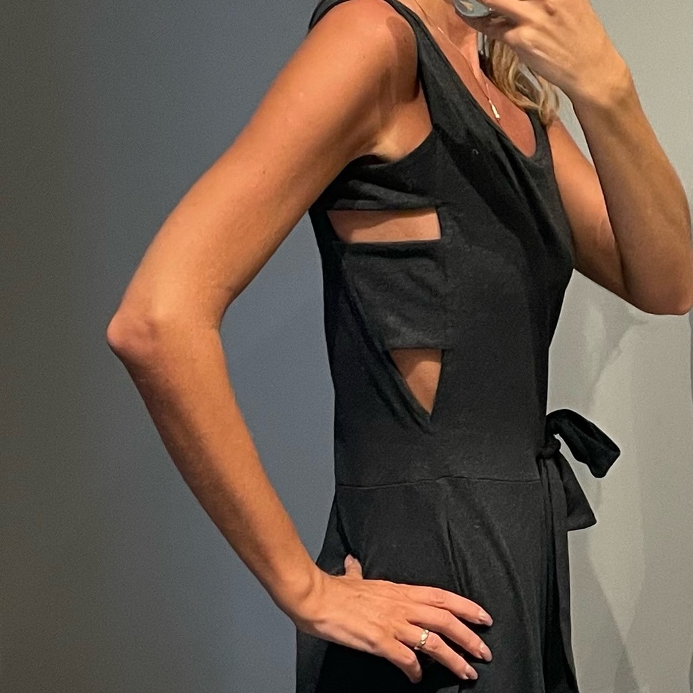 FA Black Backless Dress with Side Cutouts